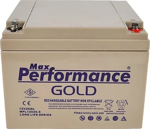 Max Performance Gold 12V 28Ah Bakımsız Kuru Akü