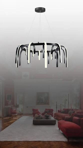 Opella 60'lık Siyah Renkli Sarkıt Led Avize ve Ledli Avize