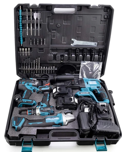 Akülü Kömürsüz 4 lü Set Makina 1100 Newton Somun Sökme Takma, 26mm Kırıcı Delici, 13mm Darbeli Vidalama, 125mm Avuç Taşlama EEA402 - 6