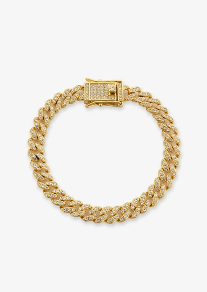 22 GOLD RENK TAŞLI BİLEKLİK KÜNYE KADIN TAKI - 2