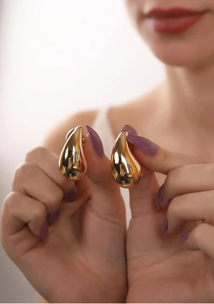 22 AYAR GOLD VE GÜMÜŞ RENK DAMLA KÜPE - 3