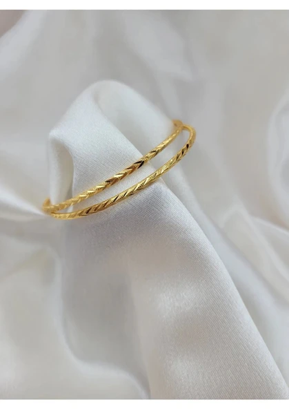 22 AYAR GOLD RENK BAŞAK AJDA MODEL BİLEZİK İNCE KUYUM TAKI ( ADET FİYATIDIR ) - 2