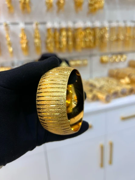 22 GOLD KAPLAMA RENK 3 CM GENİŞLİĞİN DE CNC BİLEZİK TAKI ( BİR ADET ) - 2