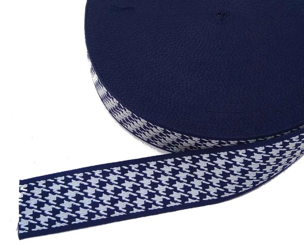 Çanta Aksesuar 5 Cm Kazayağı Desenli Lacivert Polyester Kolon