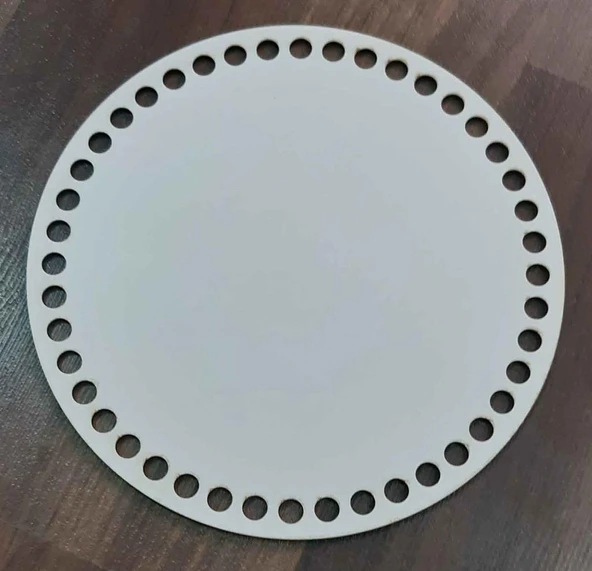 Çanta Aksesuar Ahşap, Beyaz 20 Cm Çapında Plaka