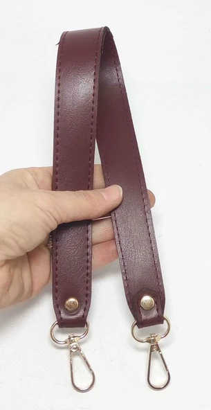 Çanta Aksesuar Bordo Renk 42X2.5 Cm Kancalı Sap