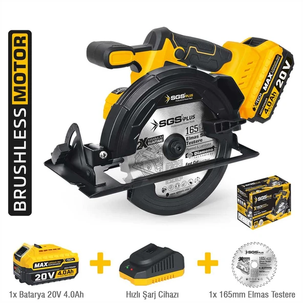 SGS PROFESYONEL AKÜLÜ SUNTA KESME MAKİNESİ SETİ 165 MM 1X4.0 Ah (KÖMÜRSÜZ MOTOR) - 2