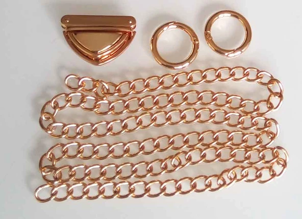 Çanta Aksesuar Light Gold Renk Zincir Set