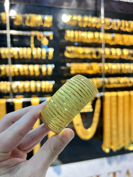 22 GOLD KAPLAMA RENK 3 CM GENİŞLİĞİN DE CNC BİLEZİK TAKI ( BİR ADET ) - 3