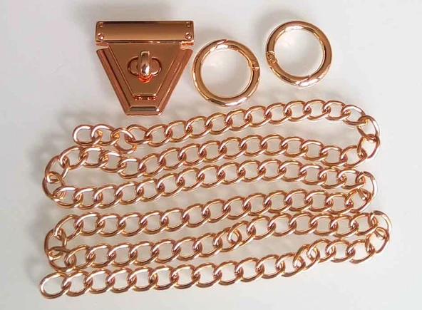Çanta Aksesuar Light Gold Renk Zincir Set
