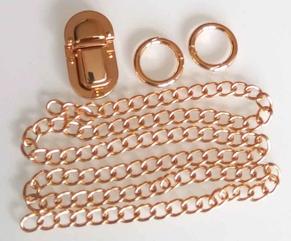 Çanta Aksesuar Light Gold Renk Zincir Set