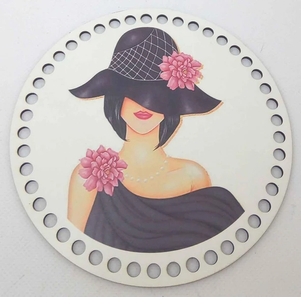 Çanta Aksesuar Ahşap 17 Cm Çapında Resimli Plaka ürün görseli 1