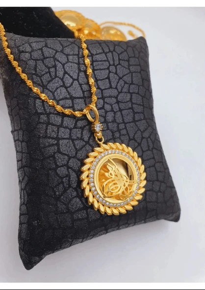 22 GOLD RENK TUĞRALI KOLYE UCU TAKI KOLYE DAHİL