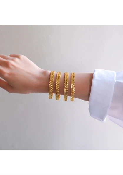 22 AYAR GOLD RENK BAŞAK BURMA BİLEZİK ( 1 ADET FİYATIDIR ) - 2