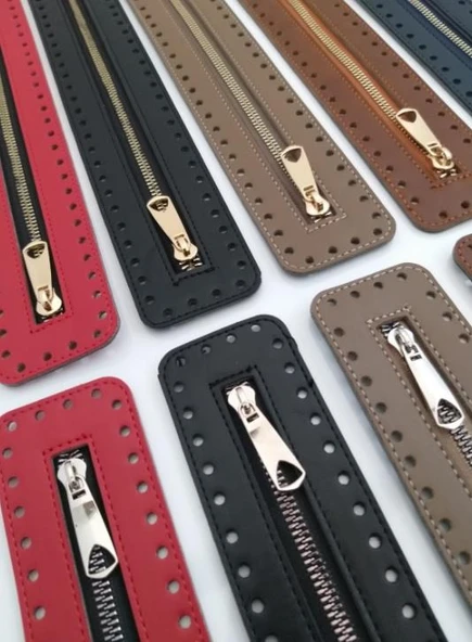 Çanta Aksesuar Derili Fermuar Yeni Model Vizon 30 Cm Light Gold - Resim 3