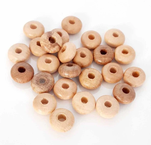 Çanta Aksesuar 15 Mm 10 Adet Açık Renk Ahşap Yassı Boncuk ürün görseli 1