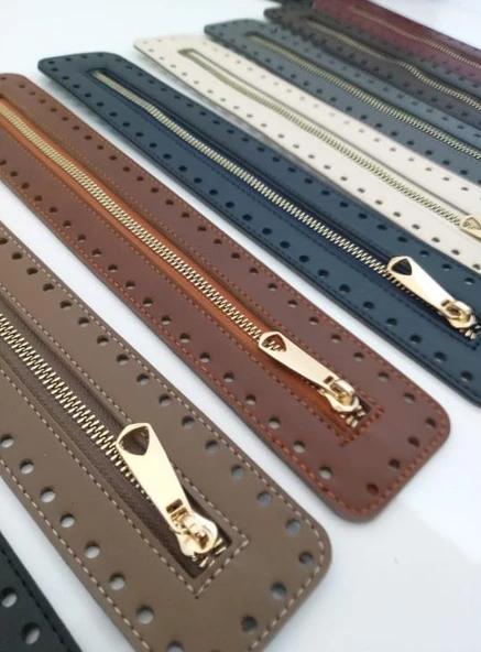 Çanta Aksesuar Derili Fermuar Yeni Model Koyu Kahve 30 Cm Gümüş - 3