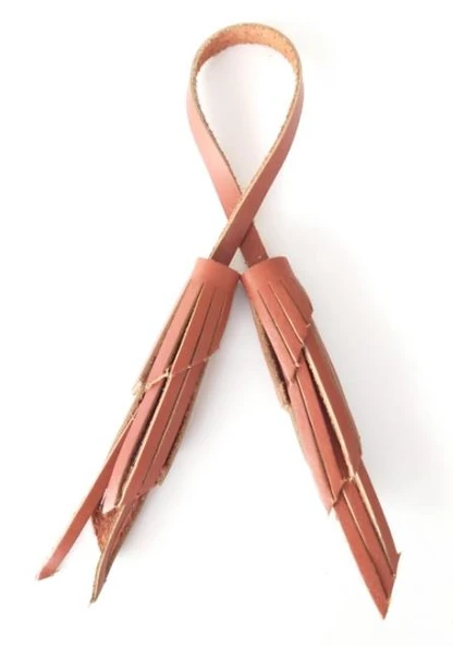 Çanta Aksesuar Gerçek Deri İkili Zig Zag Püskül Taba Renk ürün görseli 1