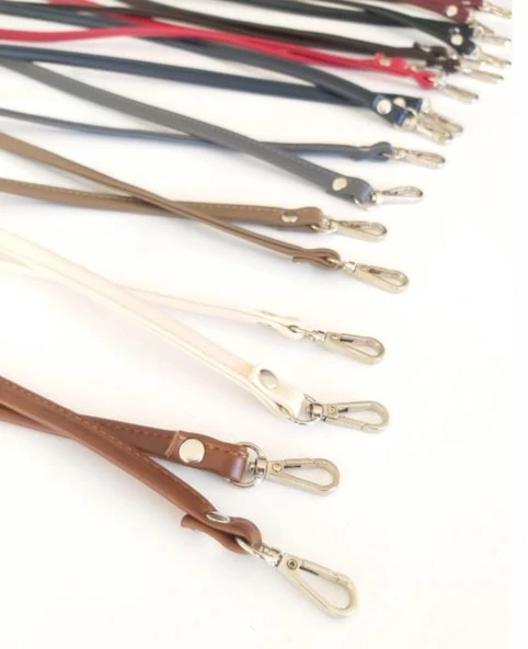 Çanta Aksesuar Spagetti Model Çanta Sapı Koyu Kahve Renk Light Gold Metal - 4