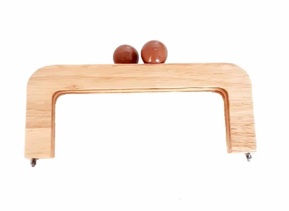 Çanta Aksesuar 20 Cm Ahşap Çanta Bursu Açık Renk Yuvarlak Toplu
