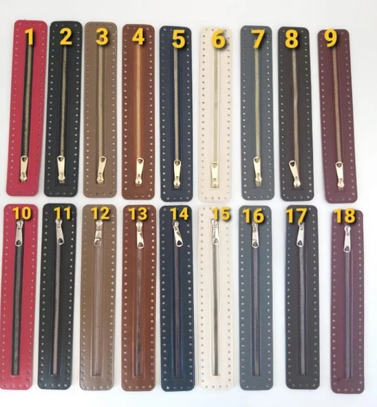 Çanta Aksesuar Derili Fermuar Yeni Model Koyu Kahve 30 Cm Light Gold - Resim 2