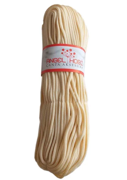 Çanta Aksesuar Polyester Rulo Makrome Krem Renk 5Mm ürün görseli 1