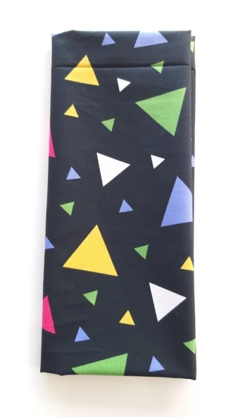 Çanta Aksesuar 120X50 Cm, Pamuklu Astarlık Kumaş Siyahüzerine Üçgen Desen No:P94