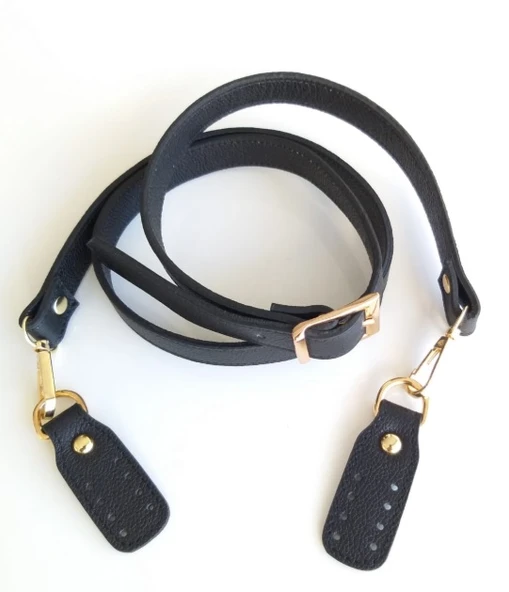 Çanta Aksesuar Gerçek Deri Çift Kat, Dikişli Uzun Sap Siyah ürün görseli 1