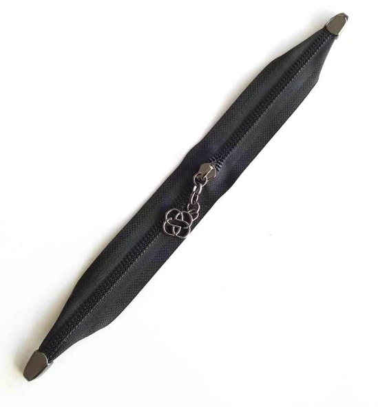 Çanta Aksesuar Siyah Renk Stoplu Fermuar Füme Metal 35 Cm