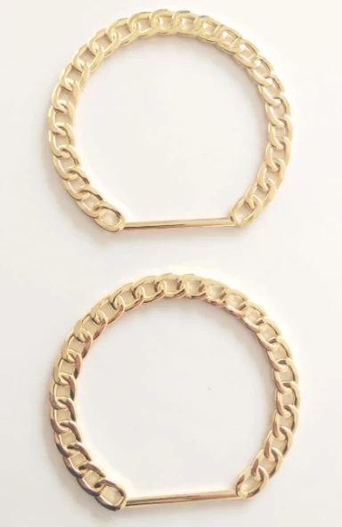 Çanta Aksesuar Light Gold Renk, Zincir Görünümlü Kısmen Yuvarlak Metal Çanta Sapı ürün görseli 1