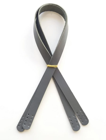 Çanta Aksesuar Gri Renk Gerçek Deri 70X2 Cm Çift Sap