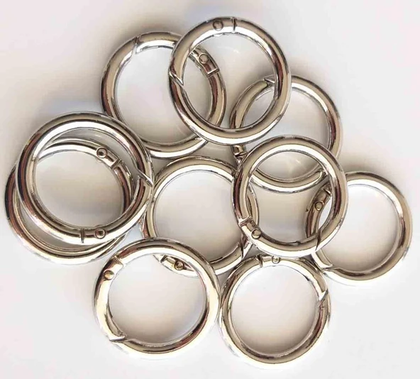 Çanta Aksesuar 10Lu 2.5 Cm Gümüş Renk Yaylı Halka Örgü Çanta İçin