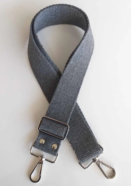 Çanta Aksesuar Pamuklu Kolon 120X4 Cm Gümüş Metal Koyu Gri