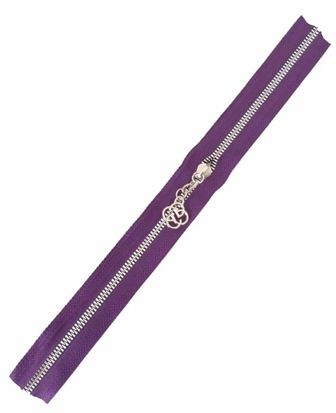 Çanta Aksesuar Başlıklı Fermuar 30 Cm Gümüş Metal Mor