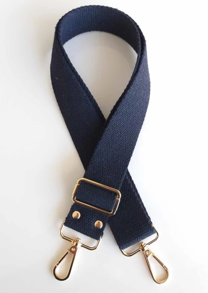 Çanta Aksesuar Pamuklu Kolon 120X4 Cm Light Gold Metal Lacivert