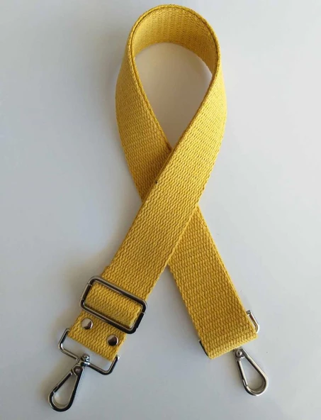 Çanta Aksesuar Pamuklu Kolon 120X4 Cm Gümüş Metal Hardal Sarı ürün görseli 1