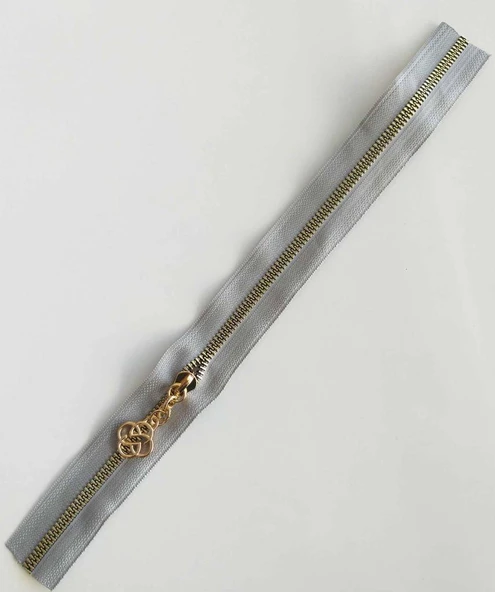 Çanta Aksesuar Başlıklı Fermuar 30 Cm Light Gold Metal Açık Gri