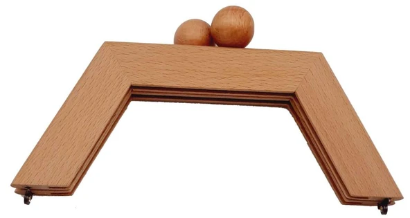 Çanta Aksesuar 21 Cm Ahşap Çanta Bursu Piramit Açık Ahşap Renk ürün görseli 1