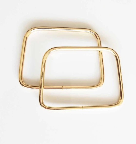 Çanta Aksesuar Light Gold Yeni Kare Metal Çanta Sapı 7X11 Cm ürün görseli 1