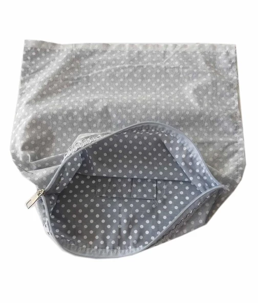 Çanta Aksesuar 38X38 Cm Dikilmiş Halde Fermuarlı Astar Gri Puantiyeli ürün görseli 1