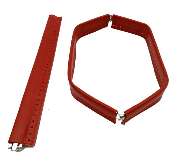 Çanta Aksesuar Kırmızı Renk Derili Metal Çanta Ağzı 30 Cm