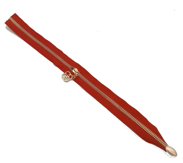Çanta Aksesuar Tek Stoplu 45 Cm Fermuar Light Gold Metal Kırmızı