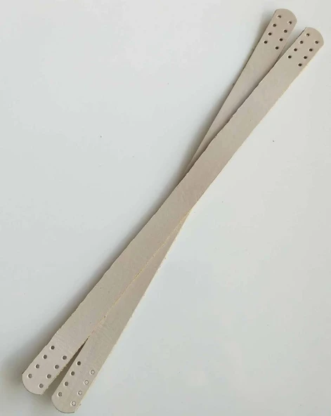 Çanta Aksesuar 35X2 Cm Gerçek Deri Çift Sap Krem Renk
