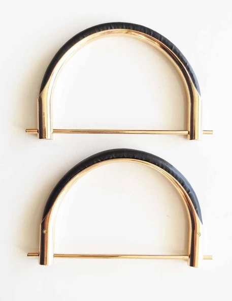 Çanta Aksesuar Siyah Derili Üveyik Model Metal Çanta Sapı ürün görseli