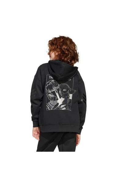 adidas Unisex Çocuk Siyah  Ceket J SW MNDO TT JF3634 - Resim 2