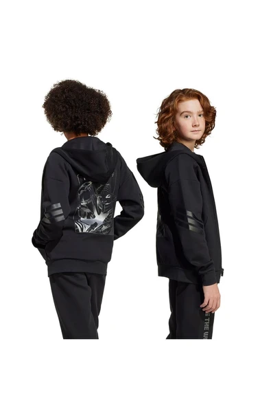 adidas Unisex Çocuk Siyah  Ceket J SW MNDO TT JF3634 - Resim 6