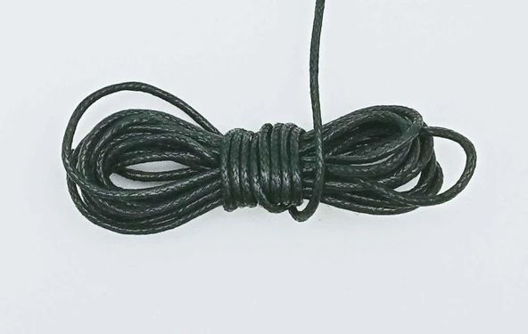 Çanta Aksesuar Siyah Renk Mumlu Koton İp 5 Metre ürün görseli 1