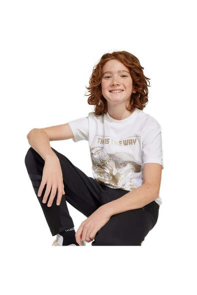adidas Çocuk Beyaz  T-Shirt J SW MNDO GFX T JF3637 - 6