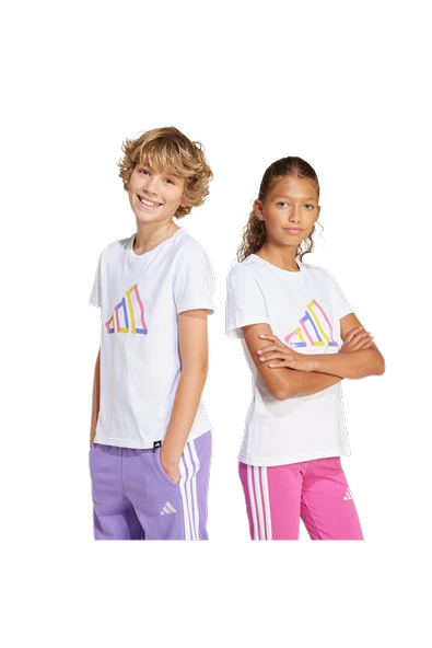 adidas Unisex Çocuk Beyaz  T-Shirt J T TEE JD4638 - Resim 7