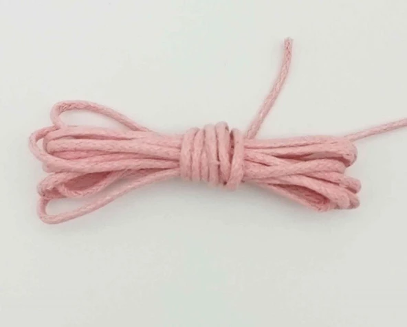 Çanta Aksesuar Pembe Renk Mumlu Koton İp 5 Metre